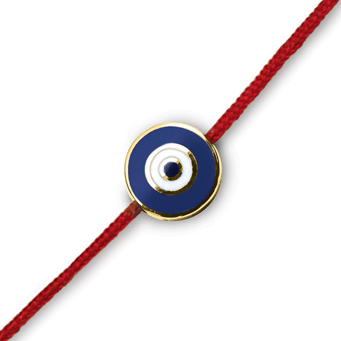 Navy Round Evil Eye on a Red Cord